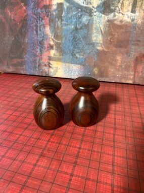 Vintage Mid century Teak Salt & Pepper Shakers Mushroom shape retro
